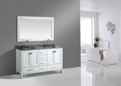 Design Element London Hyde 61" Vanity in White w/ Quartz Top in Gray and Mirror | DEC082A-W-GT