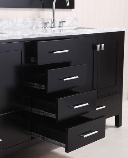 Design Element London Hyde 72" Double Sink Vanity Set in Espresso Finish