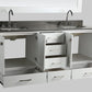 Design Element London Hyde 72" Vanity in White w/ Quartz Countertop | Square Basin