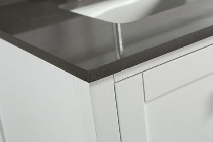 Design Element London Hyde 72" Vanity in White w/ Quartz Top in Gray and Mirror | DEC082B-W-GT