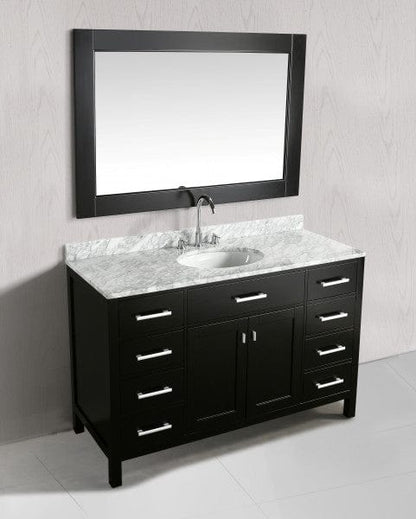 Design Element London Stanmark 54" Single Sink Vanity Set in Espresso w/ Marble Top | DEC076H-E-WT