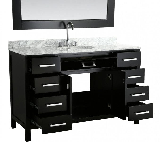 Design Element London Stanmark 54" Single Sink Vanity Set in Espresso w/ Marble Top | DEC076H-E-WT