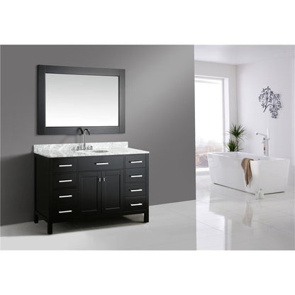 Design Element London Stanmark 54" Single Sink Vanity Set in Espresso with White Carrera Marble Top