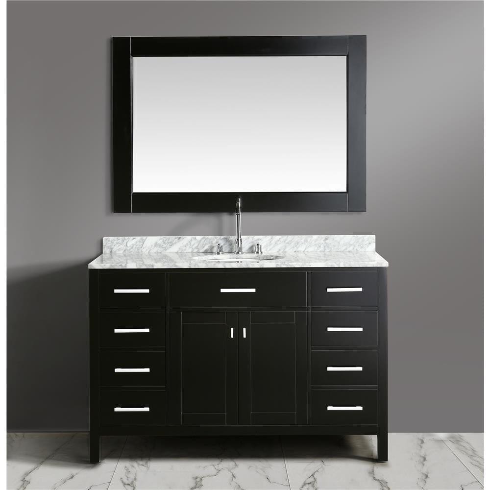 Design Element London Stanmark 54" Single Sink Vanity Set in Espresso with White Carrera Marble Top