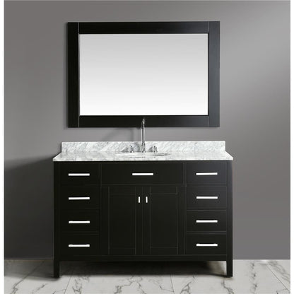 Design Element London Stanmark 54" Single Sink Vanity Set in Espresso with White Carrera Marble Top