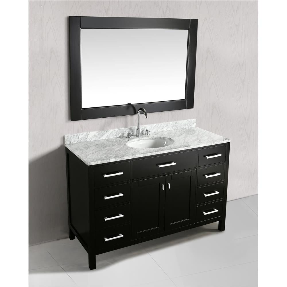 Design Element London Stanmark 54" Single Sink Vanity Set in Espresso with White Carrera Marble Top