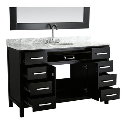 Design Element London Stanmark 54" Single Sink Vanity Set in Espresso with White Carrera Marble Top