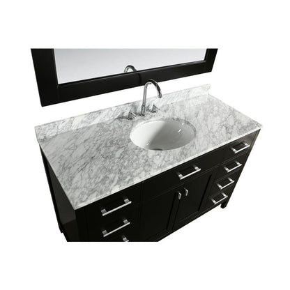 Design Element London Stanmark 54" Single Sink Vanity Set in Espresso with White Carrera Marble Top