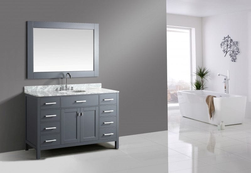 Design Element London Stanmark 54" Single Sink Vanity Set in Gray w/ Marble Top | DEC076H-G-WT