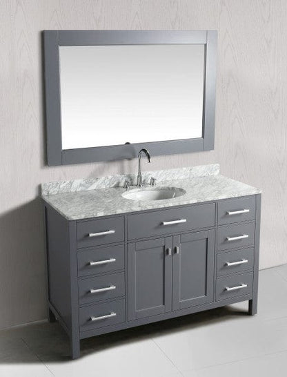 Design Element London Stanmark 54" Single Sink Vanity Set in Gray w/ Marble Top | DEC076H-G-WT