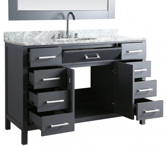 Design Element London Stanmark 54" Single Sink Vanity Set in Gray w/ Marble Top | DEC076H-G-WT