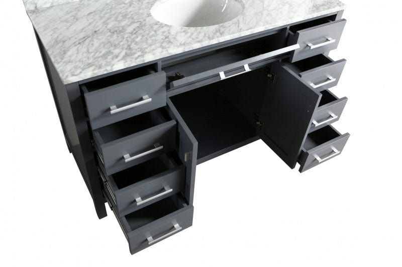 Design Element London Stanmark 54" Single Sink Vanity Set in Gray w/ Marble Top | DEC076H-G-WT