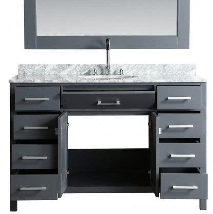 Design Element London Stanmark 54" Single Sink Vanity Set in Gray w/ Marble Top | DEC076H-G-WT