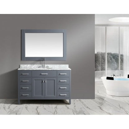 Design Element London Stanmark 54" Single Sink Vanity Set in Grey with White Carrera Marble Top