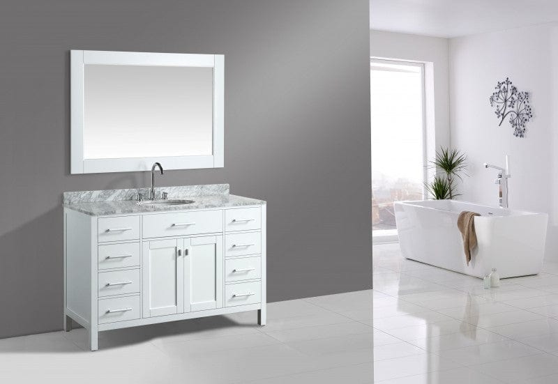 Design Element London Stanmark 54" Single Sink Vanity Set in White w/ Marble Top | DEC076H-W-WT