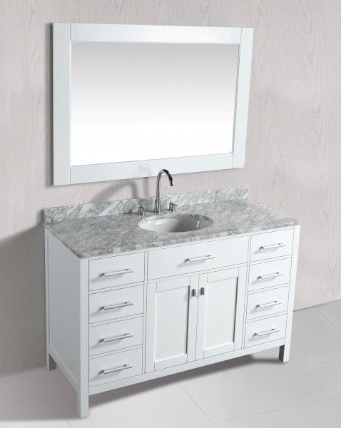 Design Element London Stanmark 54" Single Sink Vanity Set in White w/ Marble Top | DEC076H-W-WT