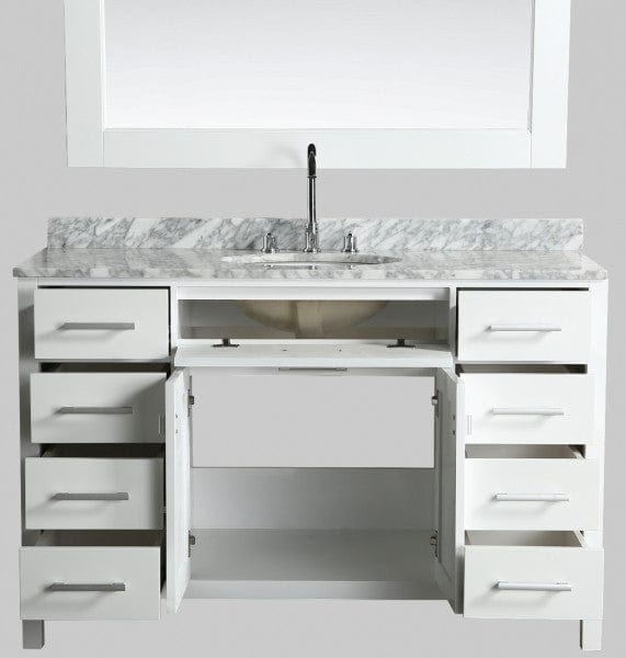 Design Element London Stanmark 54" Single Sink Vanity Set in White w/ Marble Top | DEC076H-W-WT