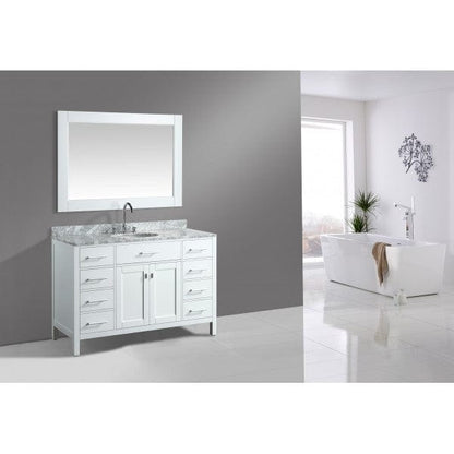 Design Element London Stanmark 54" Single Sink Vanity Set in White with White Carrera Marble Top