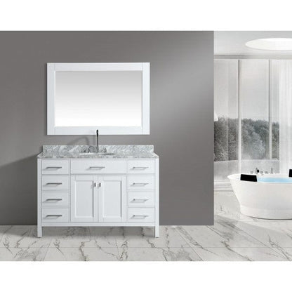 Design Element London Stanmark 54" Single Sink Vanity Set in White with White Carrera Marble Top