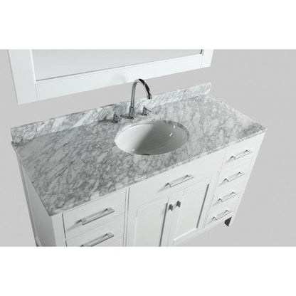 Design Element London Stanmark 54" Single Sink Vanity Set in White with White Carrera Marble Top