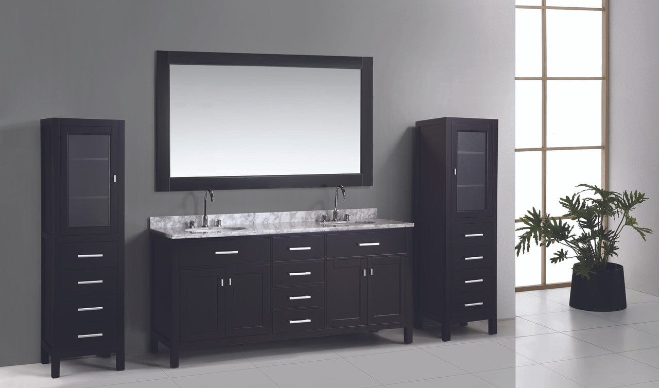 Design Element London Stanmark 72" Double Sink Vanity Set in Espresso w/ Two linen Cabinet