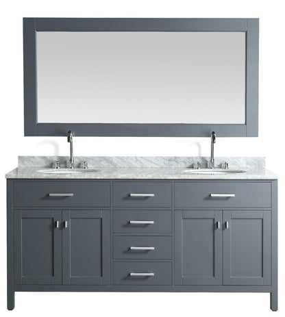 London 72" Double Sink Vanity Set in Gray Finish