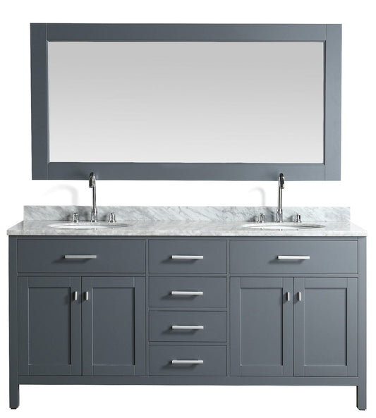 London 72" Double Sink Vanity Set in Gray Finish