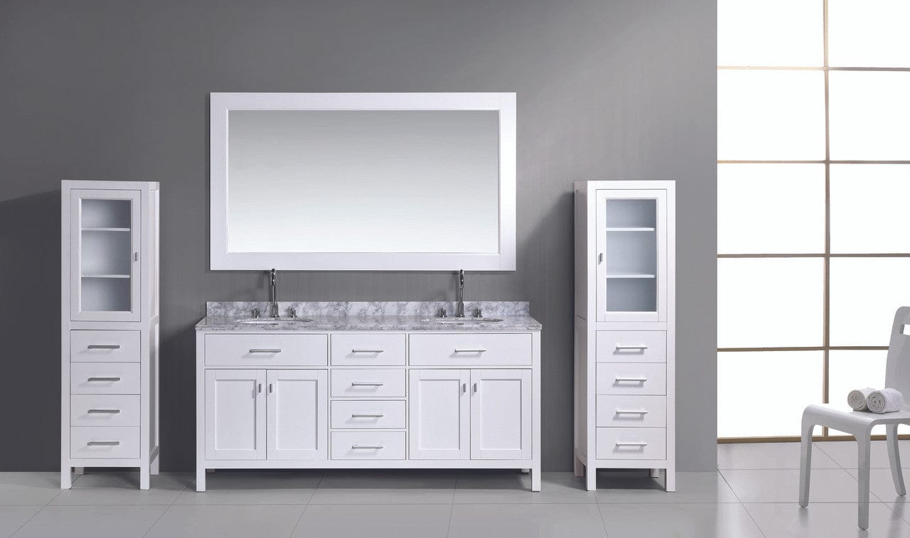 Design Element London Stanmark 72" Double Sink Vanity Set in White w/ Two linen Cabinet