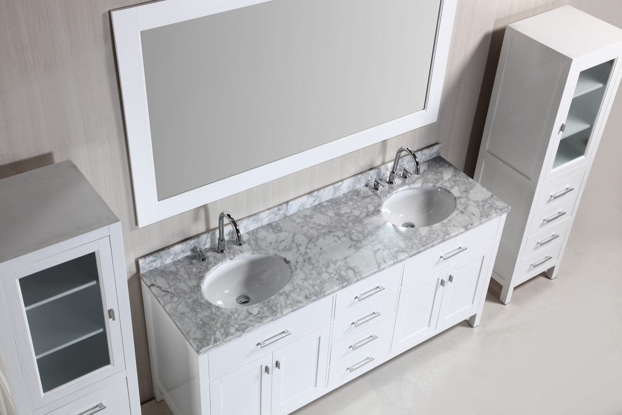 Design Element London Stanmark 72" Double Sink Vanity Set in White w/ Two linen Cabinet