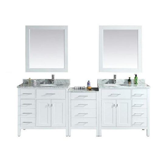 Design Element London 92" Double Sink Vanity Set in White 