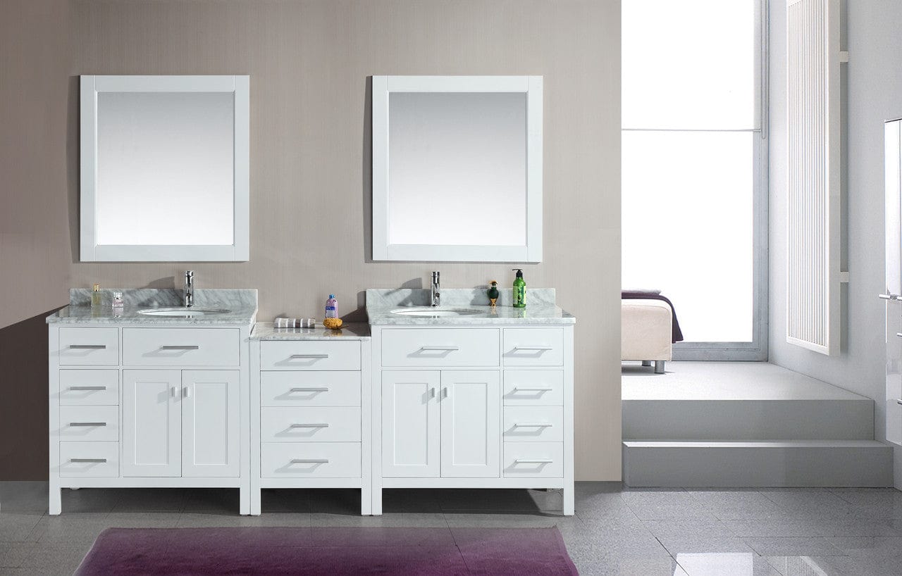 London 92" Double Sink Vanity Set in White