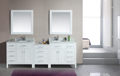 London 92" Double Sink Vanity Set in White