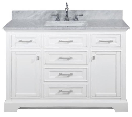 Design Element Milano 48" White Single Rectangular Sink Vanity Front View