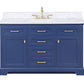 Milano 54" Blue Single Rectangular Sink Vanity By Design Element Front View