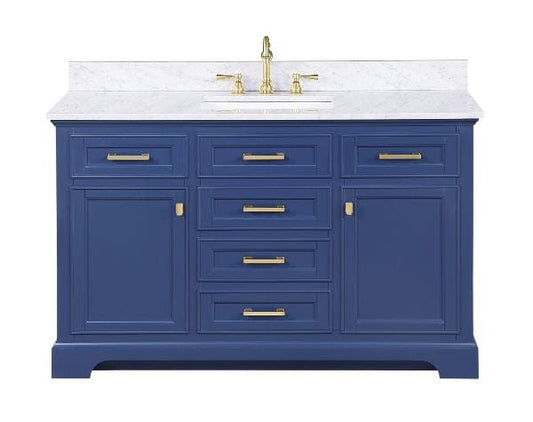 Milano 54" Blue Single Rectangular Sink Vanity By Design Element Front View