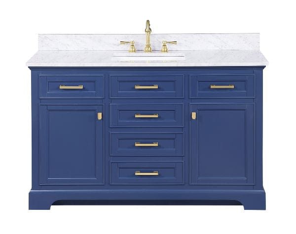 Milano 54 Blue Single Rectangular Sink Vanity By Design Element Front View