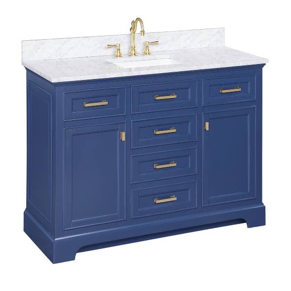 Milano 54" Blue Single Rectangular Sink Vanity By Design Element Side View