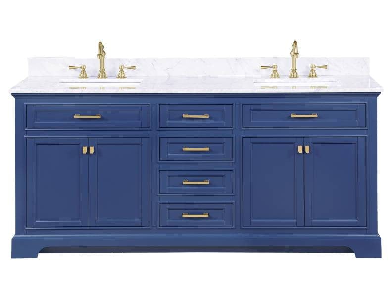 Milano 72 Blue Double Rectangular Sink Vanity By Design Element Front View
