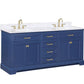 Milano 72" Blue Double Rectangular Sink Vanity By Design Element Side View