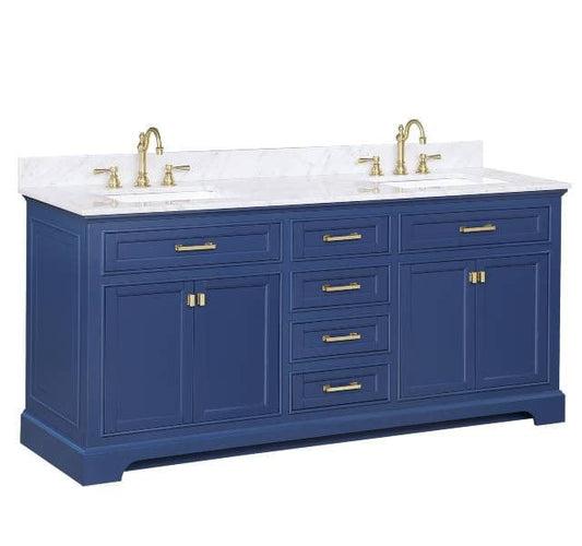 Milano 72" Blue Double Rectangular Sink Vanity By Design Element Side View