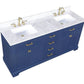 Milano 72" Blue Double Rectangular Sink Vanity By Design Element Top View