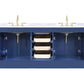 Milano 72" Blue Double Rectangular Sink Vanity By Design Element Internal View