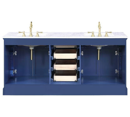 Milano 72" Blue Double Rectangular Sink Vanity By Design Element Internal View