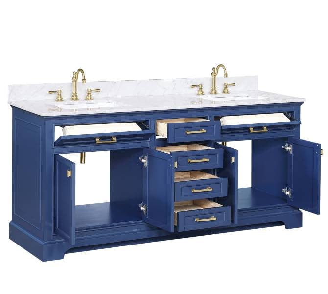 Milano 72" Blue Double Rectangular Sink Vanity By Design Element Drawer View