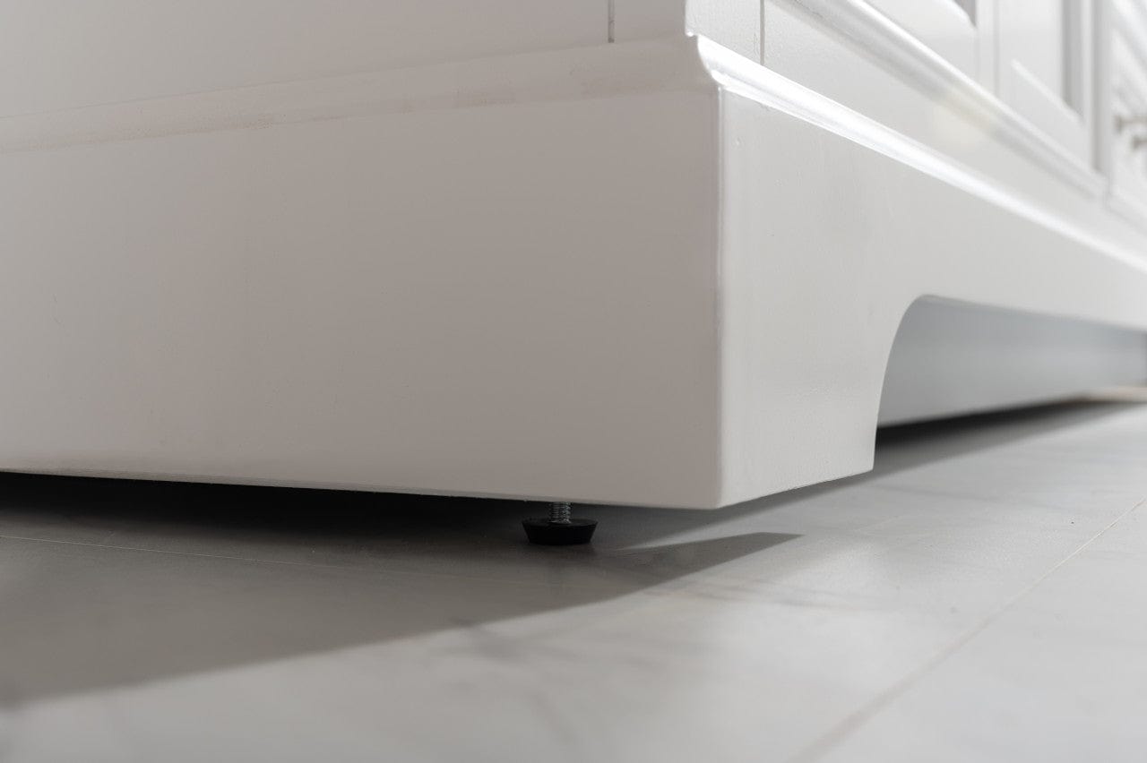 Design Element Milano 72" White Double Rectangular Sink Vanity leg adjustment