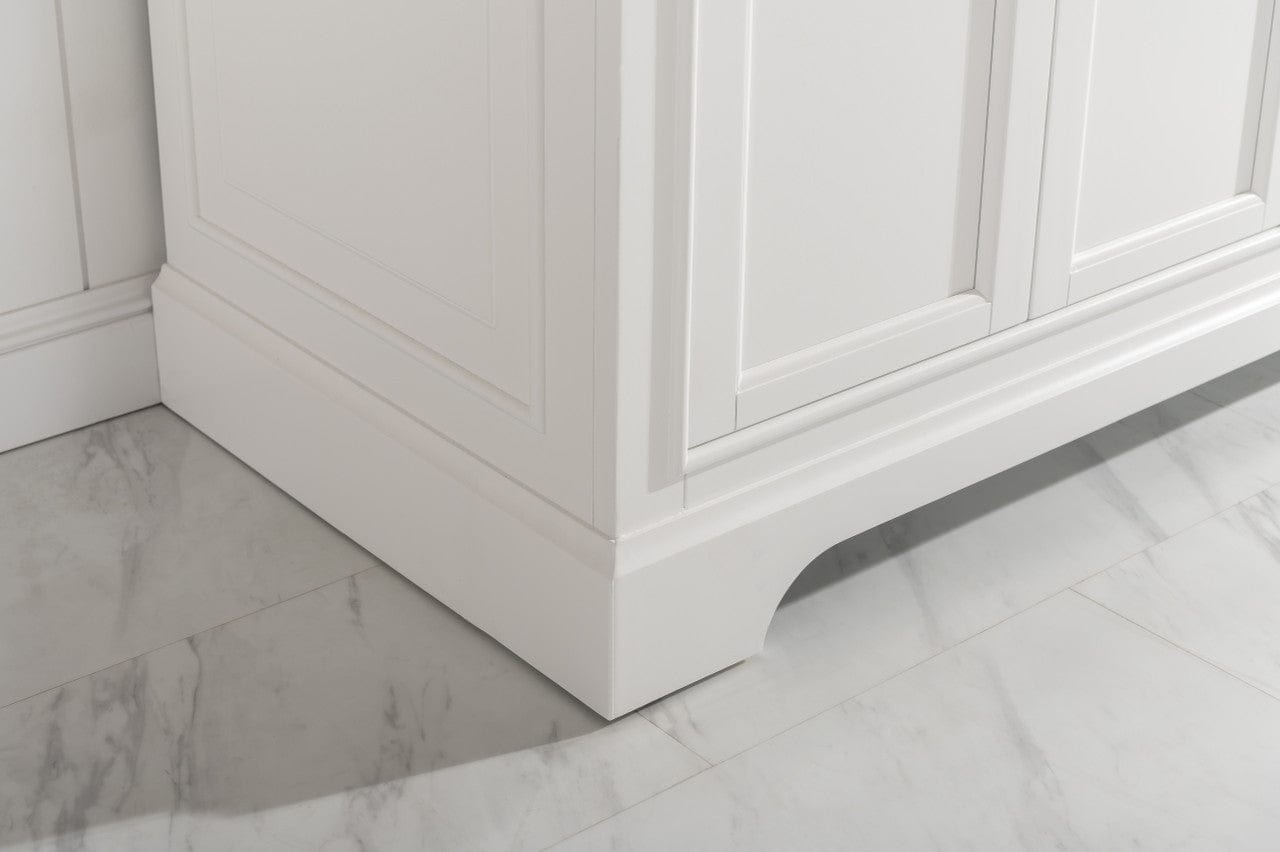 Design Element Milano 72" White Double Rectangular Sink Vanity base cabinet detail