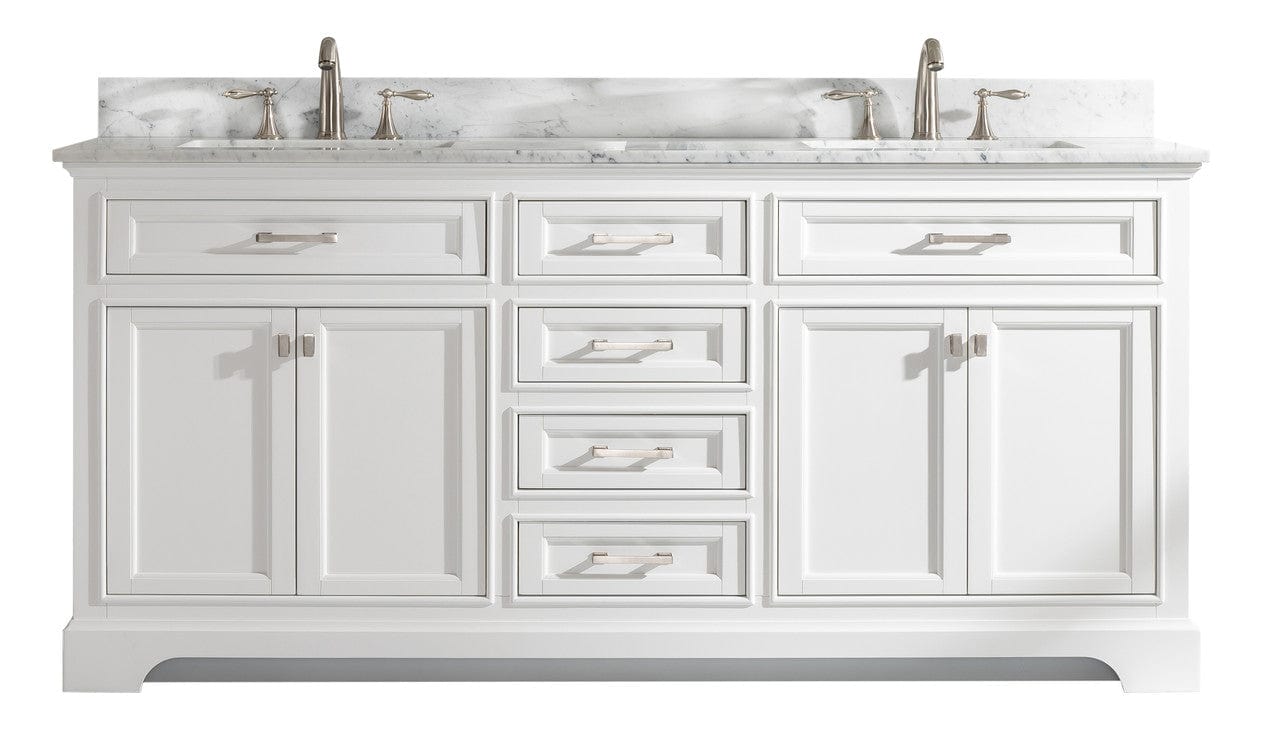 Design Element Milano 72" White Double Rectangular Sink Vanity white background