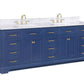 Milano 84" Blue Double Rectangular Sink Vanity By Design Element Side View