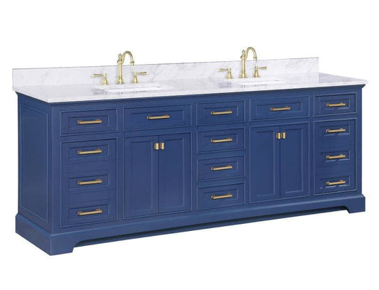 Milano 84" Blue Double Rectangular Sink Vanity By Design Element Side View