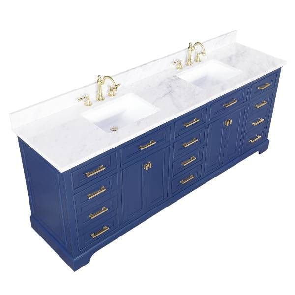 Milano 84" Blue Double Rectangular Sink Vanity By Design Element Top View